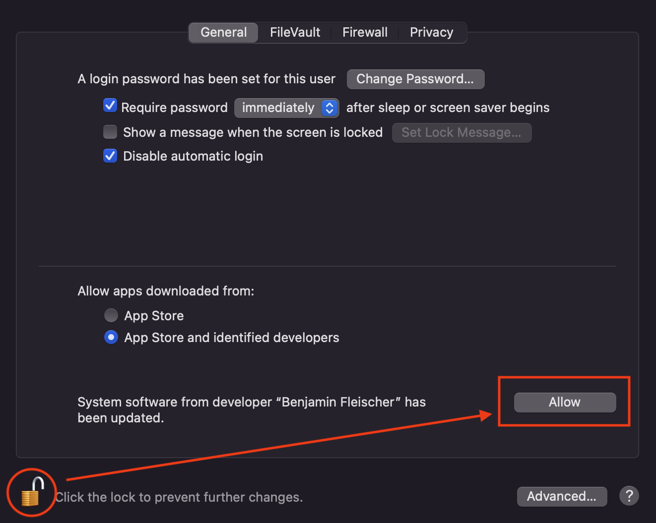 MacOS previous allow extension