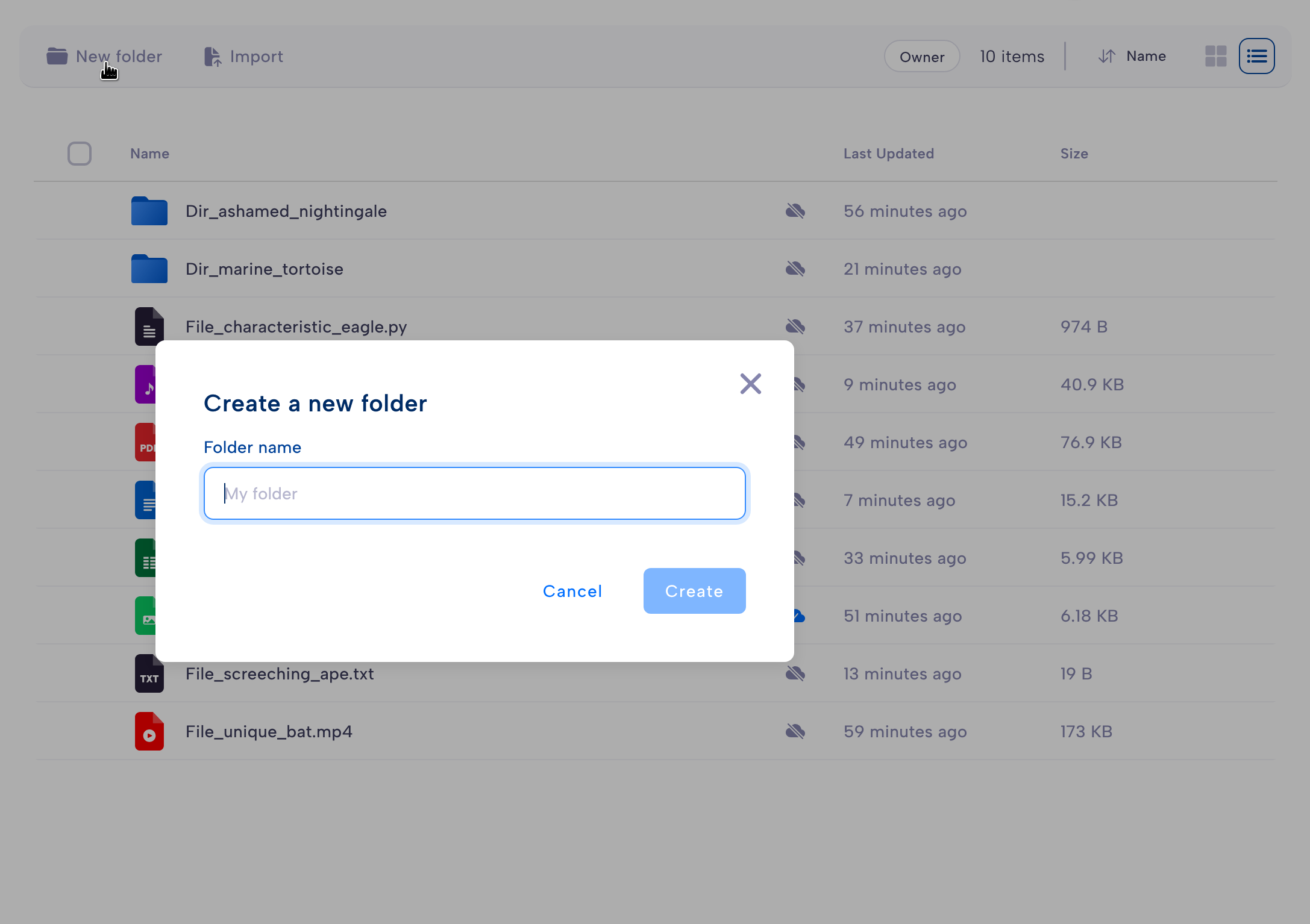 create folder screenshot