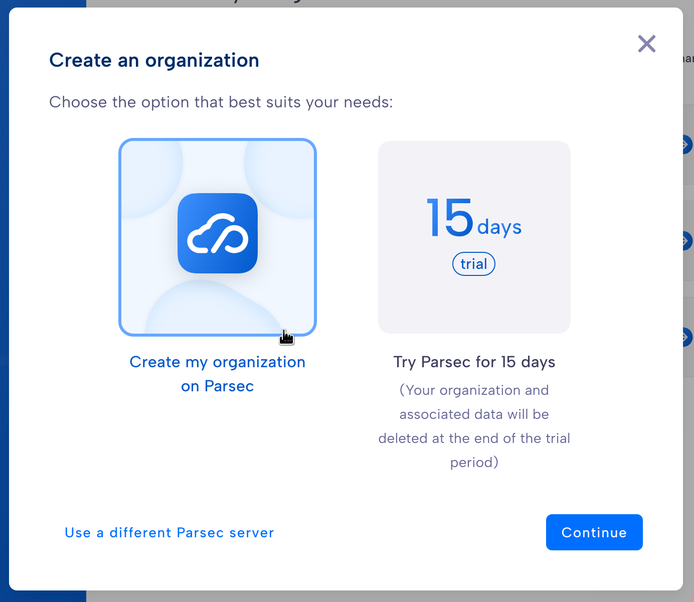 Create an organization