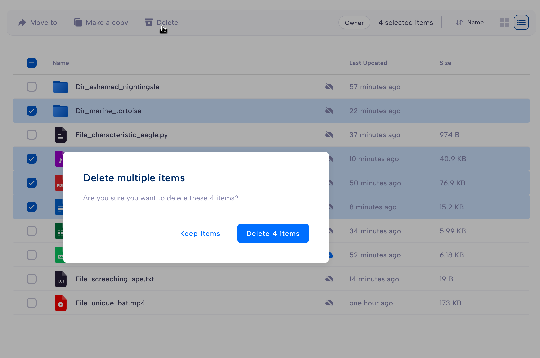 delete files screenshot
