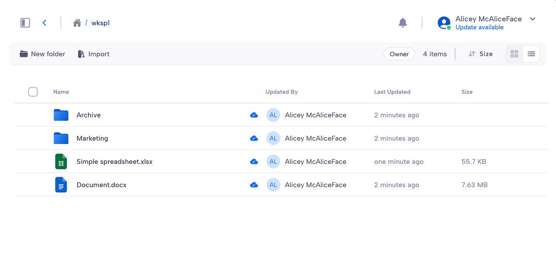 Parsec file explorer