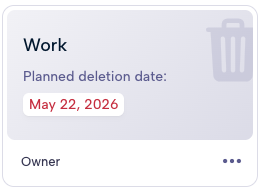 Workspace deleted card