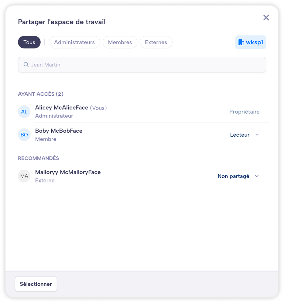 Partager un espace de travail