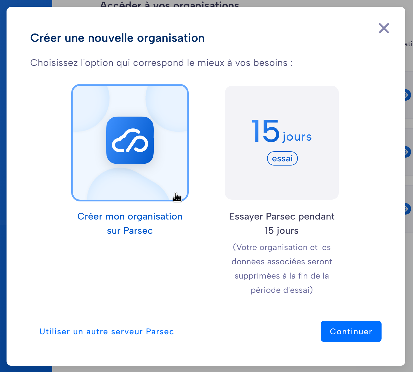Créer une organisation
